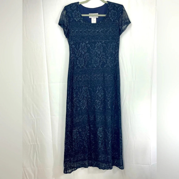 Vintage Jessica Howard Women Glitter Holiday Lace Sheath Dress Size 8P Pretty - Picture 1 of 7